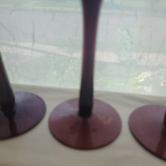 Set Of 6 Vintage Amethyst Purple Wine Glasses With Stem 7.5" Tall Elegant Design - Picture 5 of 8